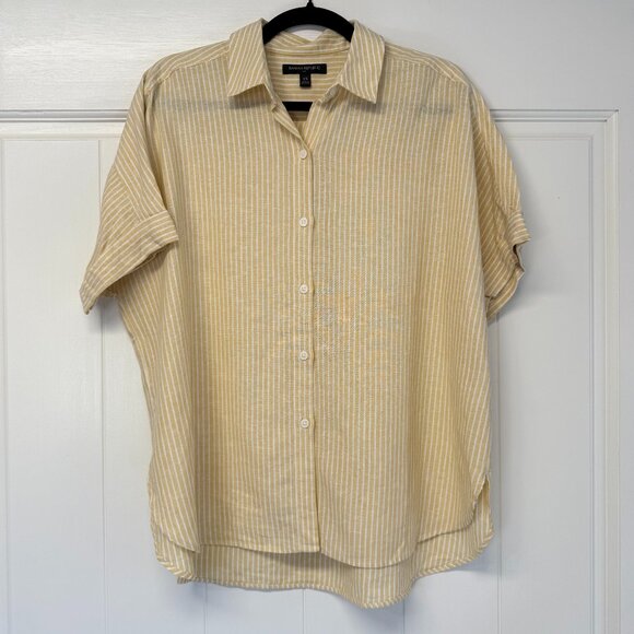 Banana Republic Relaxed Linen Blend Striped Blouse - Picture 1 of 3
